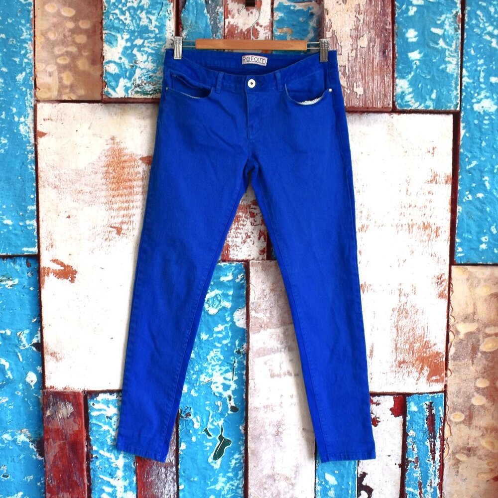 Women's ReForm Jeans Slim Denim 28" Inseam SIZE 11 Blue PRE-OWNED